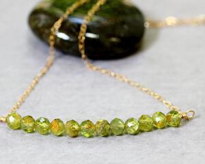 Peridot Bead Bar Necklace