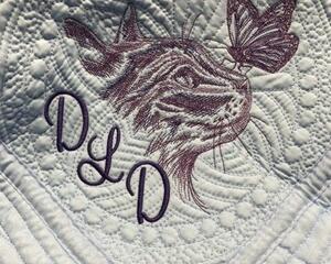 Kitten with Butterfly Monogramed Quilt