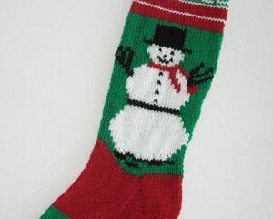 Snowman with red scarf knit  stocking