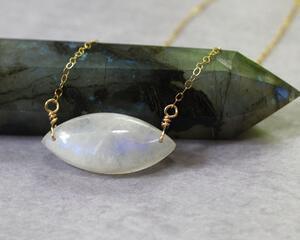 Rainbow Moonstone Marquise Necklace