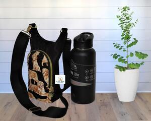 Cross Body Sling Bag with a pocket for your wallet featuring Golden Retrievers