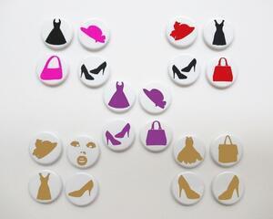 Dress and Accessories Colored Foil Magnets, Sets of 4