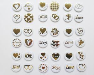 Hearts and Love Gold Foil Magnets