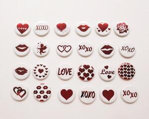Valentine Hearts and Love Red Foil Magnets