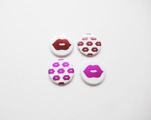 Valentine Lips Red and Magenta Foil Magnets