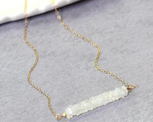 Rainbow Moonstone Bar Necklace