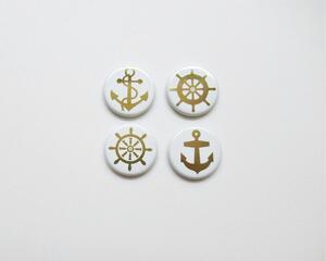 Anchors and Wheels Gold Foil Magnets