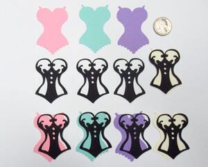 Corset Die Cut Layers, Black on Pastel Colors