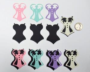 Corset Die Cut Layers, Pastel Colors on Black