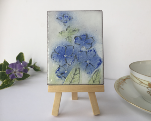 miniature copper enamel impressionist floral landscape painting 3" by 4"