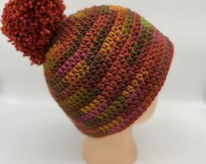 striped beanie with pompom