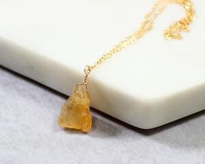 Raw Citrine Pendant Necklace