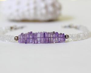 Amethyst and Rainbow Moonstone Bracelet