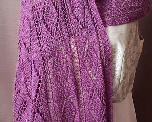 medium purple cashmere lace stole - crochet item ... front view