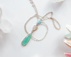 Multi Gemstone Teardrop Necklace