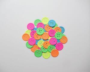 Scrapbook die cut and embossed buttons, bright spring colors
