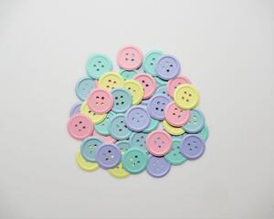 Scrapbook DIe Cut and Embossed Buttons, Pastel Colors
