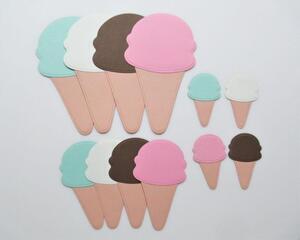 Die cut ice cream cones, embossed