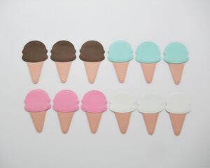 Die cut small ice cream cones, embossed