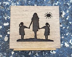 mom of twin girls engraved music box, choose your color and song