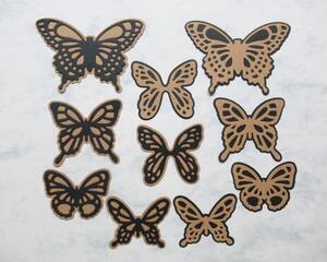 Scrapbook die cut butterflies, Wonderful Wings, black and tan