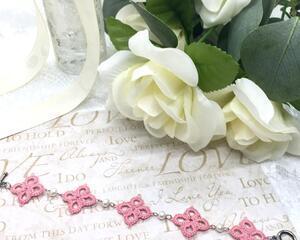 Pink lace and pearl bracelet