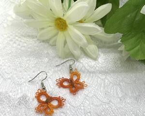 Orange butterfly earrings