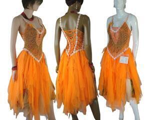 Orange and white tattered bridesmaids dress. Lace up back and crochet bodice, unique one of a kind dress, hand made, eco-friendly, boho style rainbow dress.