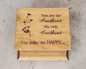 Music box with dandelion and You are my sunshine engraved on top