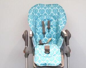 tourquoise damask highchair replacement pad