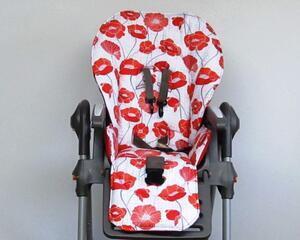 french red poppies highchair replacement pad