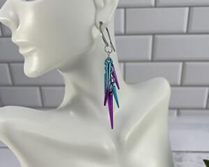 Blue and Purple Spike Earrings