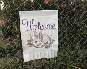 Welcome Rabbit Garden Flag