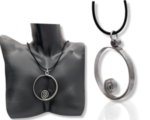 XL Wide flat wire spiral Necklace pendant by Bendi's