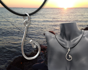 Fishing hook necklace pendant by Bendi's