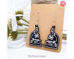 Microscope STEM / STEAM Earrings Dangle Drop Style