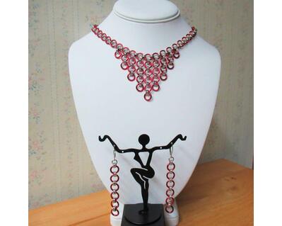 Chainmaille Waterfall Necklace Earrings