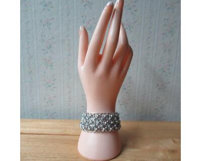 Chainmaille Helm Weave Cuff Bracelet - Silver