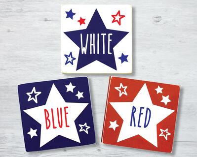Red, White & Blue Stars, Patriotic Mini Sign Trio
