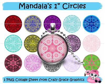1" Mandalas for bottlecaps and jewelry making