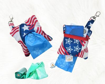 Poop Bag Holder, Patriotic Red White and Blue, New Puppy Gift