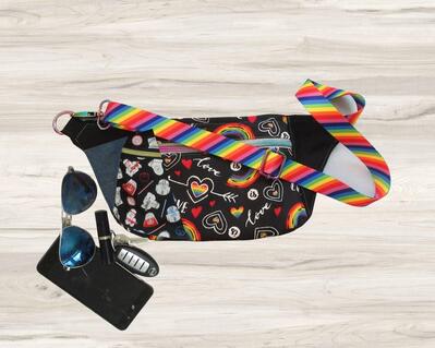 Rainbow Love Waist bag made in the USA by Afurbabyfavorite