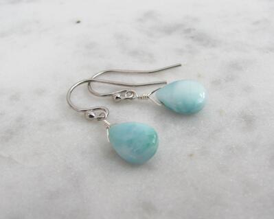 Larimar Earrings in Sterling Silver and Gold Filled