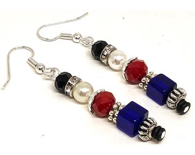 Handmade Red Blue Christmas Nutcracker Earrings