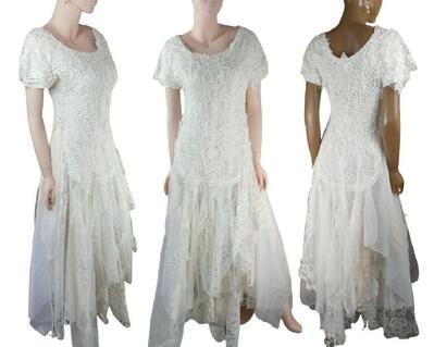 Sparkly white tulle and lace wedding dress, unique wedding dress, long white dress, earth conscious dress, size 6 - 9