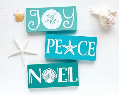 Coastal Christmas Signs, Joy, Peace, Noel