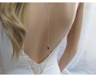 Garnet Wedding Lariat for the Bride, Backdrop Necklace