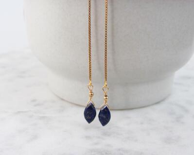 Threader Earrings with Lapis Lazuli