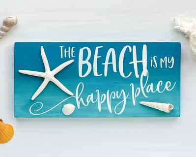 The Beach Is My Happy Place Sign, Coastal Decor