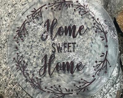 Engraved Glass Cheese Board or Trivet Home Sweet Home